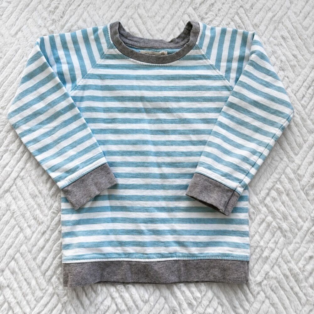Monica + Andy 6-7 Blue White Stripe Organic Cotton Pullover Sweatshirt Top